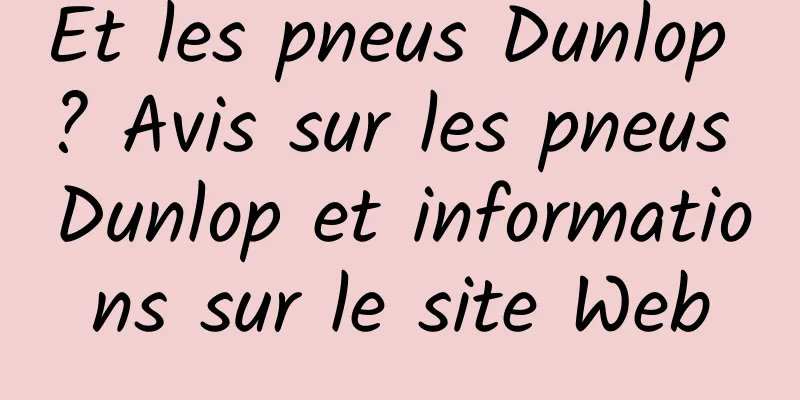 Et les pneus Dunlop ? Avis sur les pneus Dunlop et informations sur le site Web