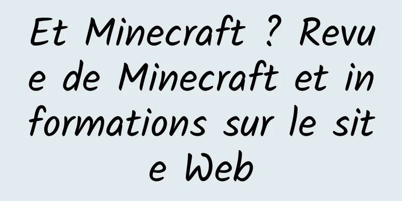 Et Minecraft ? Revue de Minecraft et informations sur le site Web