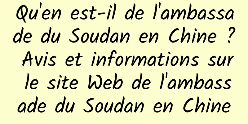 Qu'en est-il de l'ambassade du Soudan en Chine ? Avis et informations sur le site Web de l'ambassade du Soudan en Chine