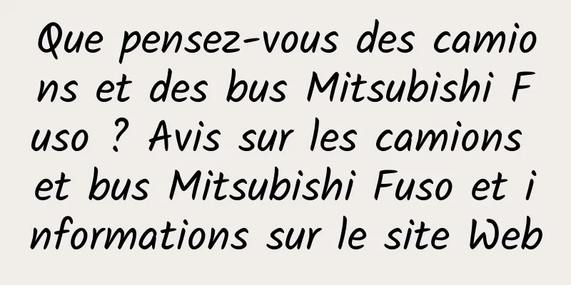 Que pensez-vous des camions et des bus Mitsubishi Fuso ? Avis sur les camions et bus Mitsubishi Fuso et informations sur le site Web
