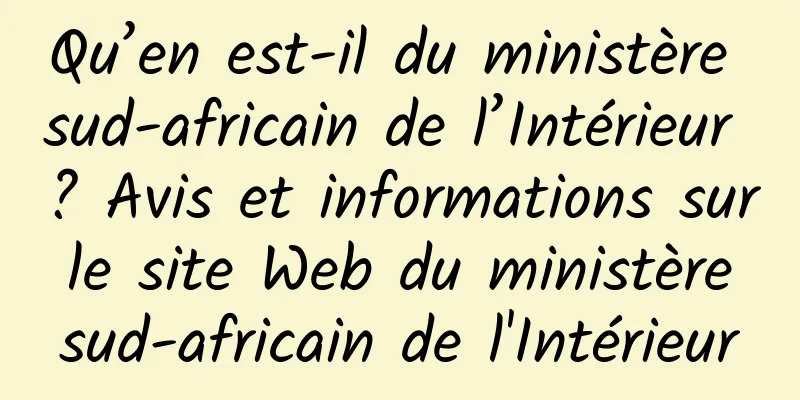 Qu’en est-il du ministère sud-africain de l’Intérieur ? Avis et informations sur le site Web du ministère sud-africain de l'Intérieur