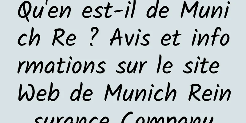 Qu'en est-il de Munich Re ? Avis et informations sur le site Web de Munich Reinsurance Company