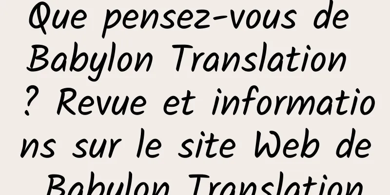 Que pensez-vous de Babylon Translation ? Revue et informations sur le site Web de Babylon Translation