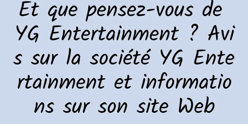 Et que pensez-vous de YG Entertainment ? Avis sur la société YG Entertainment et informations sur son site Web