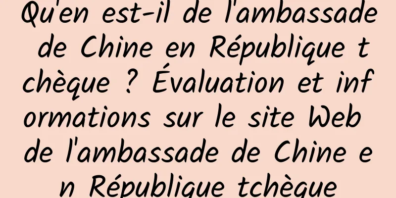 Qu'en est-il de l'ambassade de Chine en République tchèque ? Évaluation et informations sur le site Web de l'ambassade de Chine en République tchèque