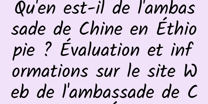 Qu'en est-il de l'ambassade de Chine en Éthiopie ? Évaluation et informations sur le site Web de l'ambassade de Chine en Éthiopie