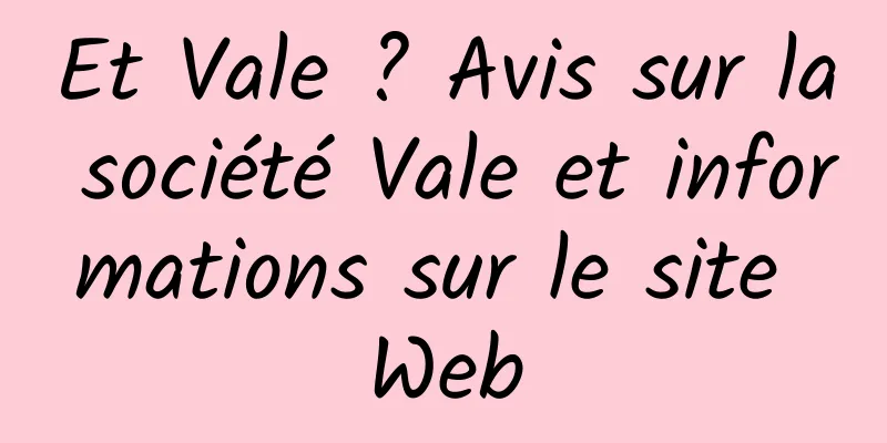 Et Vale ? Avis sur la société Vale et informations sur le site Web