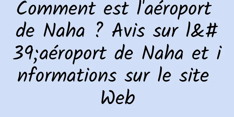 Comment est l'aéroport de Naha ? Avis sur l'aéroport de Naha et informations sur le site Web