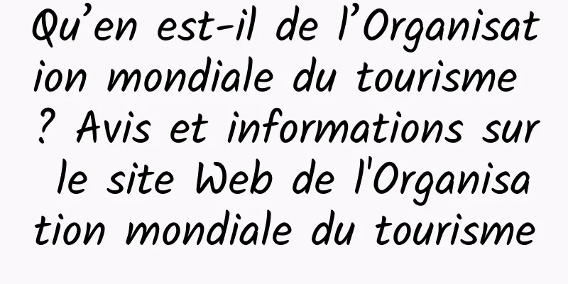 Qu’en est-il de l’Organisation mondiale du tourisme ? Avis et informations sur le site Web de l'Organisation mondiale du tourisme