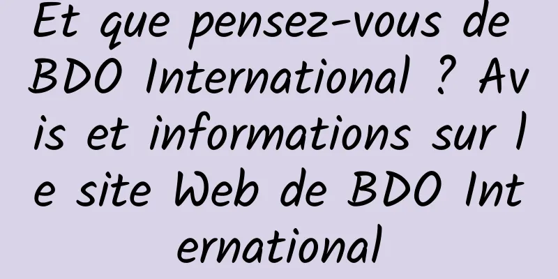 Et que pensez-vous de BDO International ? Avis et informations sur le site Web de BDO International