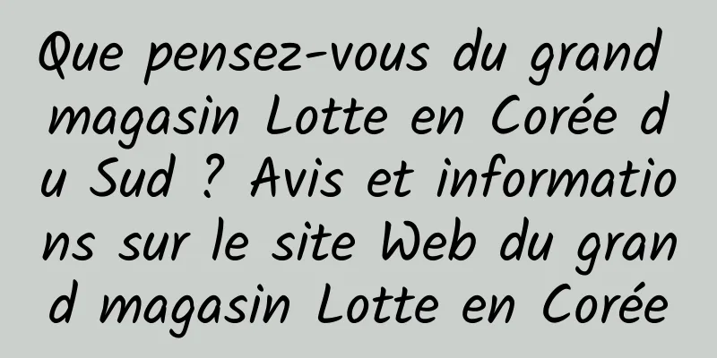 Que pensez-vous du grand magasin Lotte en Corée du Sud ? Avis et informations sur le site Web du grand magasin Lotte en Corée
