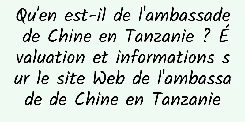 Qu'en est-il de l'ambassade de Chine en Tanzanie ? Évaluation et informations sur le site Web de l'ambassade de Chine en Tanzanie