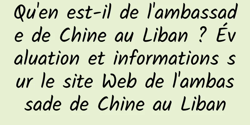 Qu'en est-il de l'ambassade de Chine au Liban ? Évaluation et informations sur le site Web de l'ambassade de Chine au Liban