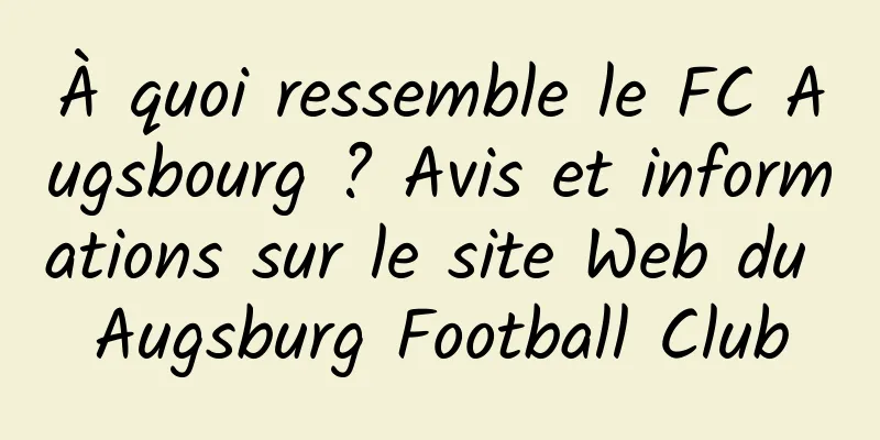 À quoi ressemble le FC Augsbourg ? Avis et informations sur le site Web du Augsburg Football Club
