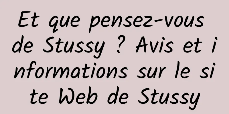 Et que pensez-vous de Stussy ? Avis et informations sur le site Web de Stussy