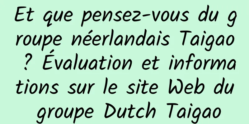 Et que pensez-vous du groupe néerlandais Taigao ? Évaluation et informations sur le site Web du groupe Dutch Taigao