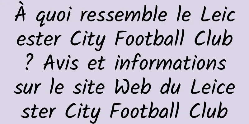 À quoi ressemble le Leicester City Football Club ? Avis et informations sur le site Web du Leicester City Football Club