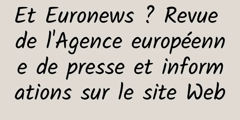Et Euronews ? Revue de l'Agence européenne de presse et informations sur le site Web