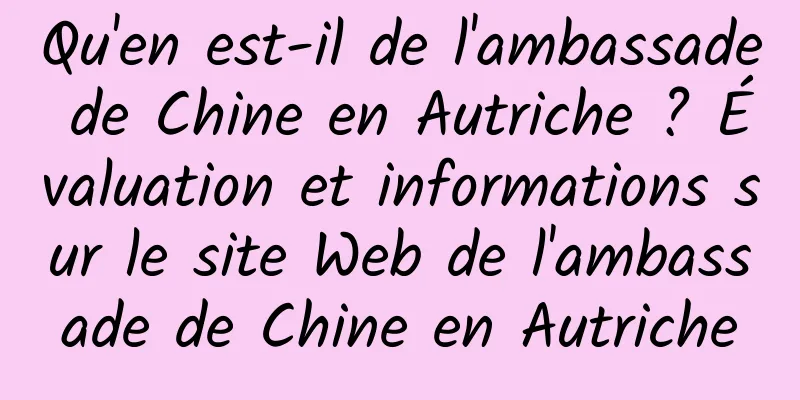 Qu'en est-il de l'ambassade de Chine en Autriche ? Évaluation et informations sur le site Web de l'ambassade de Chine en Autriche