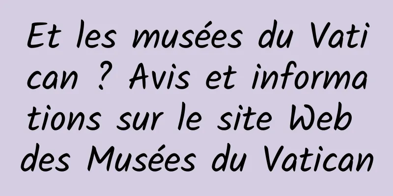 Et les musées du Vatican ? Avis et informations sur le site Web des Musées du Vatican