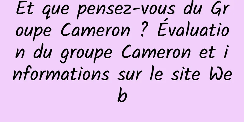 Et que pensez-vous du Groupe Cameron ? Évaluation du groupe Cameron et informations sur le site Web