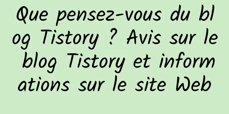 Que pensez-vous du blog Tistory ? Avis sur le blog Tistory et informations sur le site Web