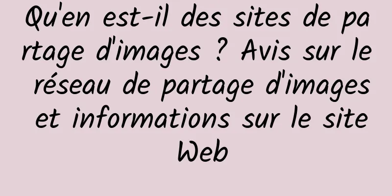 Qu'en est-il des sites de partage d'images ? Avis sur le réseau de partage d'images et informations sur le site Web