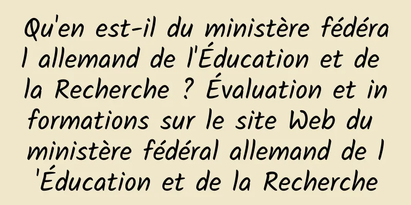 Qu'en est-il du ministère fédéral allemand de l'Éducation et de la Recherche ? Évaluation et informations sur le site Web du ministère fédéral allemand de l'Éducation et de la Recherche