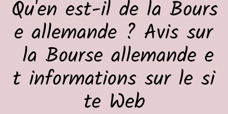 Qu'en est-il de la Bourse allemande ? Avis sur la Bourse allemande et informations sur le site Web
