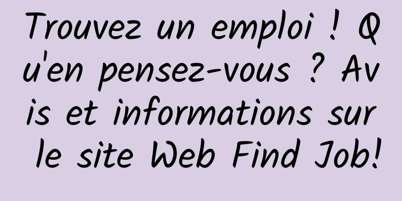 Trouvez un emploi ! Qu'en pensez-vous ? Avis et informations sur le site Web Find Job!
