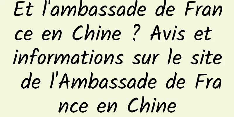 Et l'ambassade de France en Chine ? Avis et informations sur le site de l'Ambassade de France en Chine