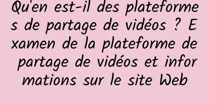 Qu'en est-il des plateformes de partage de vidéos ? Examen de la plateforme de partage de vidéos et informations sur le site Web