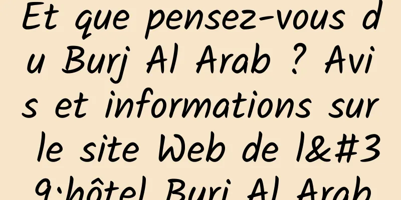 Et que pensez-vous du Burj Al Arab ? Avis et informations sur le site Web de l'hôtel Burj Al Arab