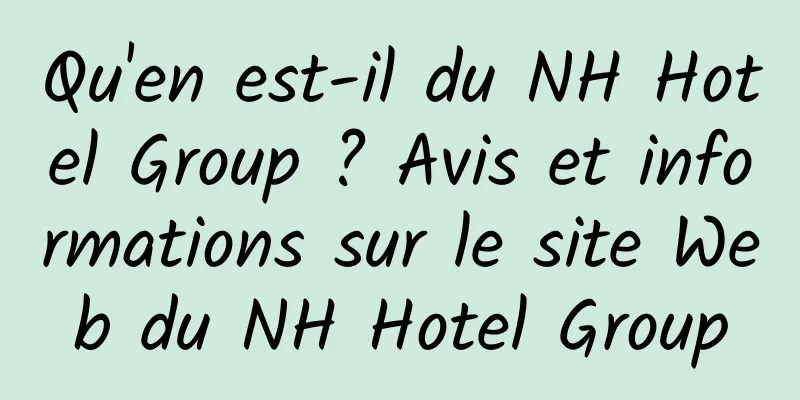Qu'en est-il du NH Hotel Group ? Avis et informations sur le site Web du NH Hotel Group
