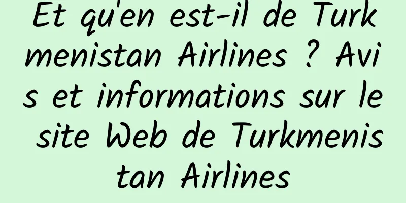 Et qu'en est-il de Turkmenistan Airlines ? Avis et informations sur le site Web de Turkmenistan Airlines
