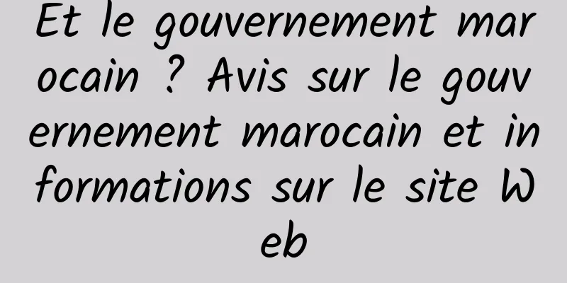 Et le gouvernement marocain ? Avis sur le gouvernement marocain et informations sur le site Web