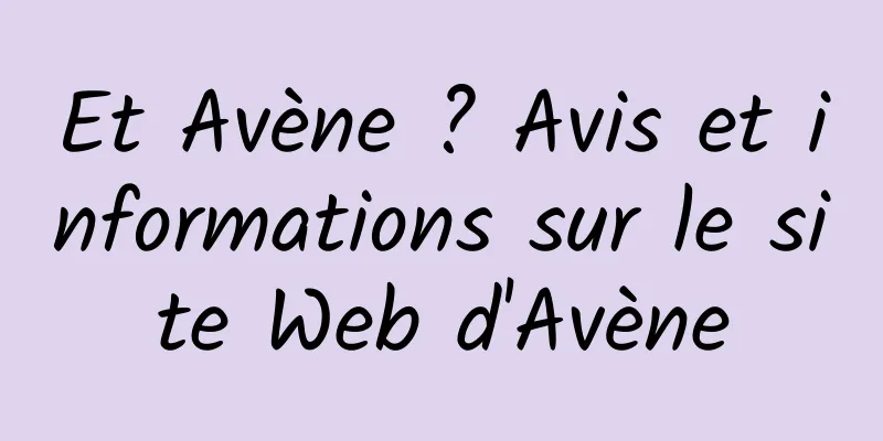 Et Avène ? Avis et informations sur le site Web d'Avène