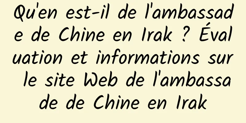Qu'en est-il de l'ambassade de Chine en Irak ? Évaluation et informations sur le site Web de l'ambassade de Chine en Irak