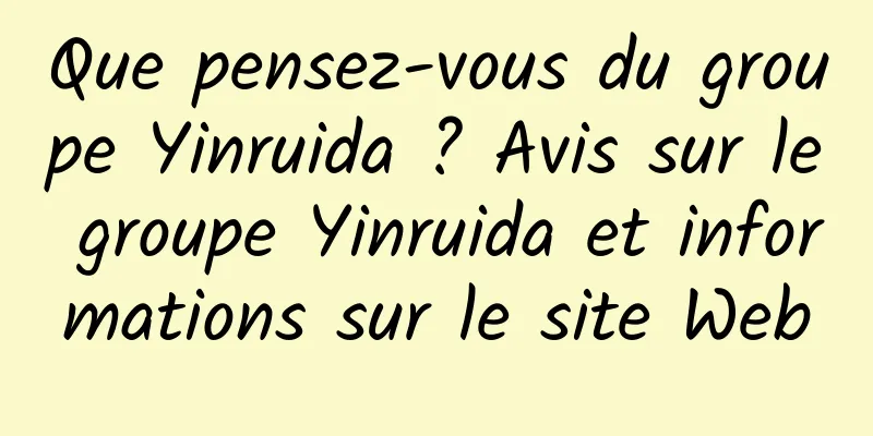 Que pensez-vous du groupe Yinruida ? Avis sur le groupe Yinruida et informations sur le site Web