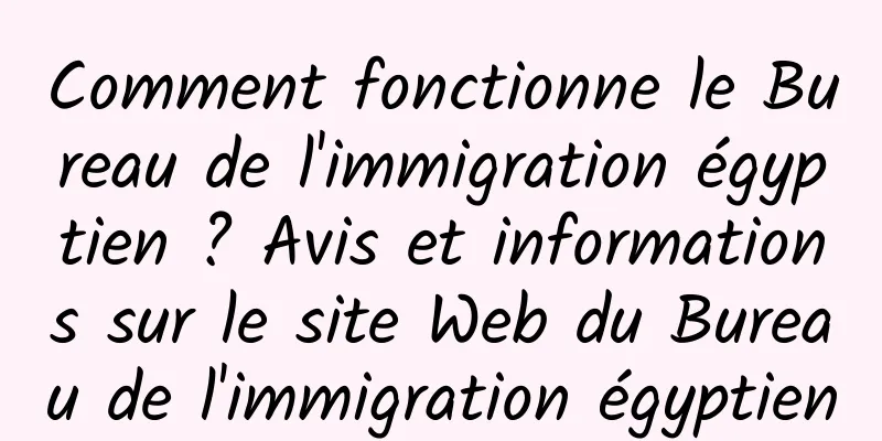 Comment fonctionne le Bureau de l'immigration égyptien ? Avis et informations sur le site Web du Bureau de l'immigration égyptien
