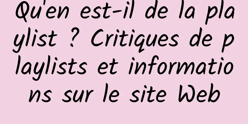 Qu'en est-il de la playlist ? Critiques de playlists et informations sur le site Web