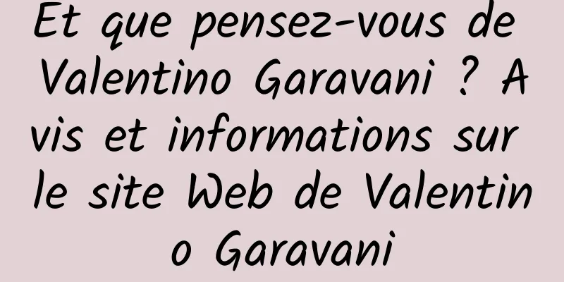 Et que pensez-vous de Valentino Garavani ? Avis et informations sur le site Web de Valentino Garavani
