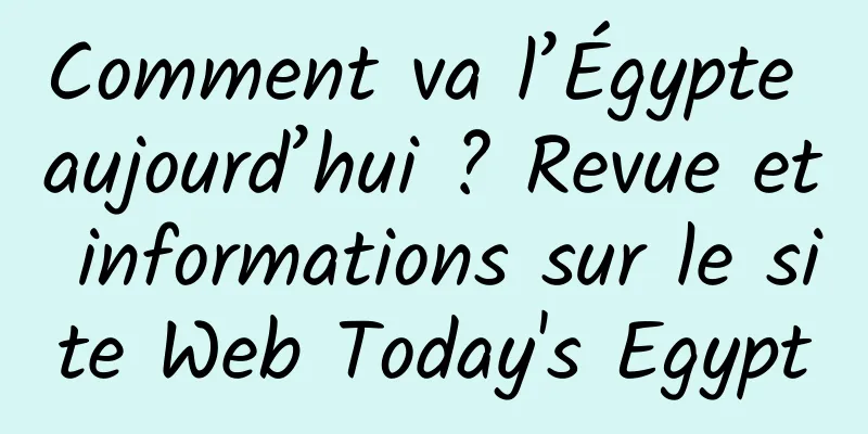 Comment va l’Égypte aujourd’hui ? Revue et informations sur le site Web Today's Egypt