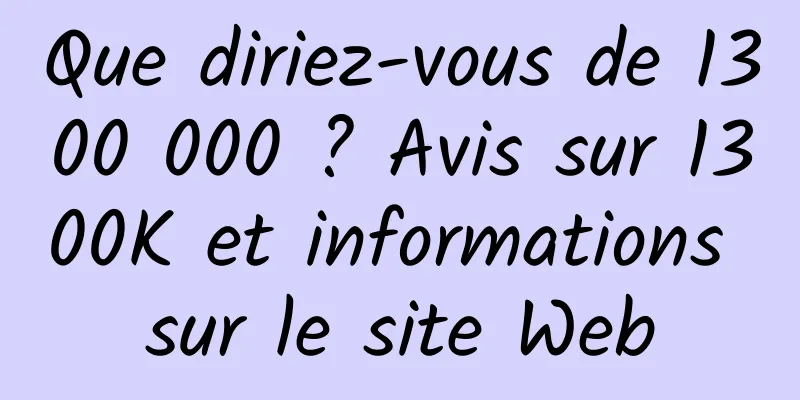 Que diriez-vous de 1300 000 ? Avis sur 1300K et informations sur le site Web