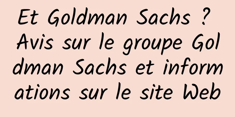 Et Goldman Sachs ? Avis sur le groupe Goldman Sachs et informations sur le site Web