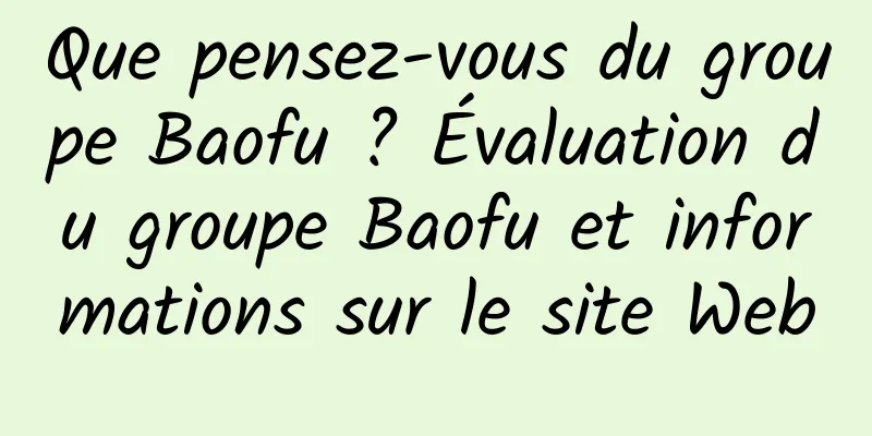 Que pensez-vous du groupe Baofu ? Évaluation du groupe Baofu et informations sur le site Web