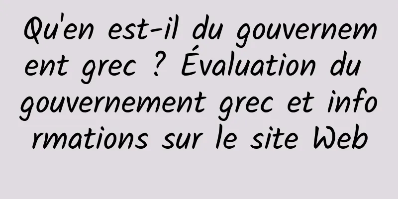 Qu'en est-il du gouvernement grec ? Évaluation du gouvernement grec et informations sur le site Web