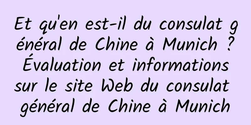 Et qu'en est-il du consulat général de Chine à Munich ? Évaluation et informations sur le site Web du consulat général de Chine à Munich