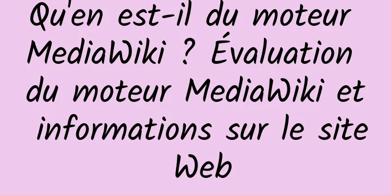Qu'en est-il du moteur MediaWiki ? Évaluation du moteur MediaWiki et informations sur le site Web