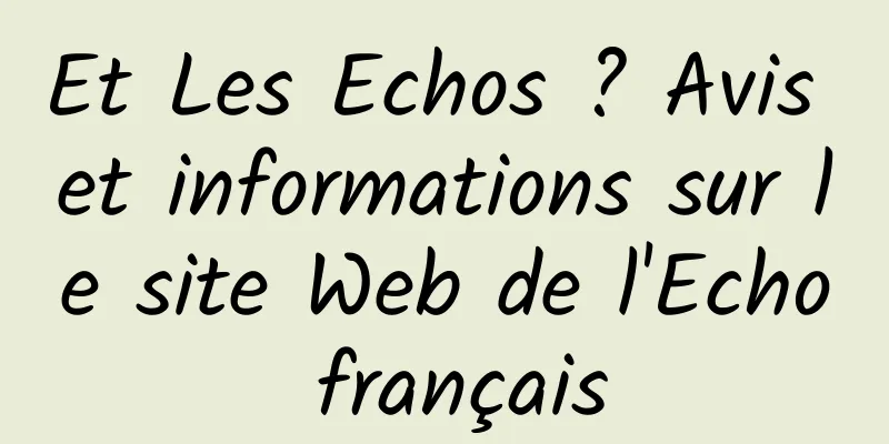 Et Les Echos ? Avis et informations sur le site Web de l'Echo français